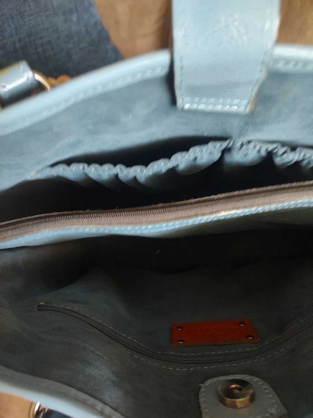 Patricia Nash Sky Blue Embossed Floral Shoulder Tote